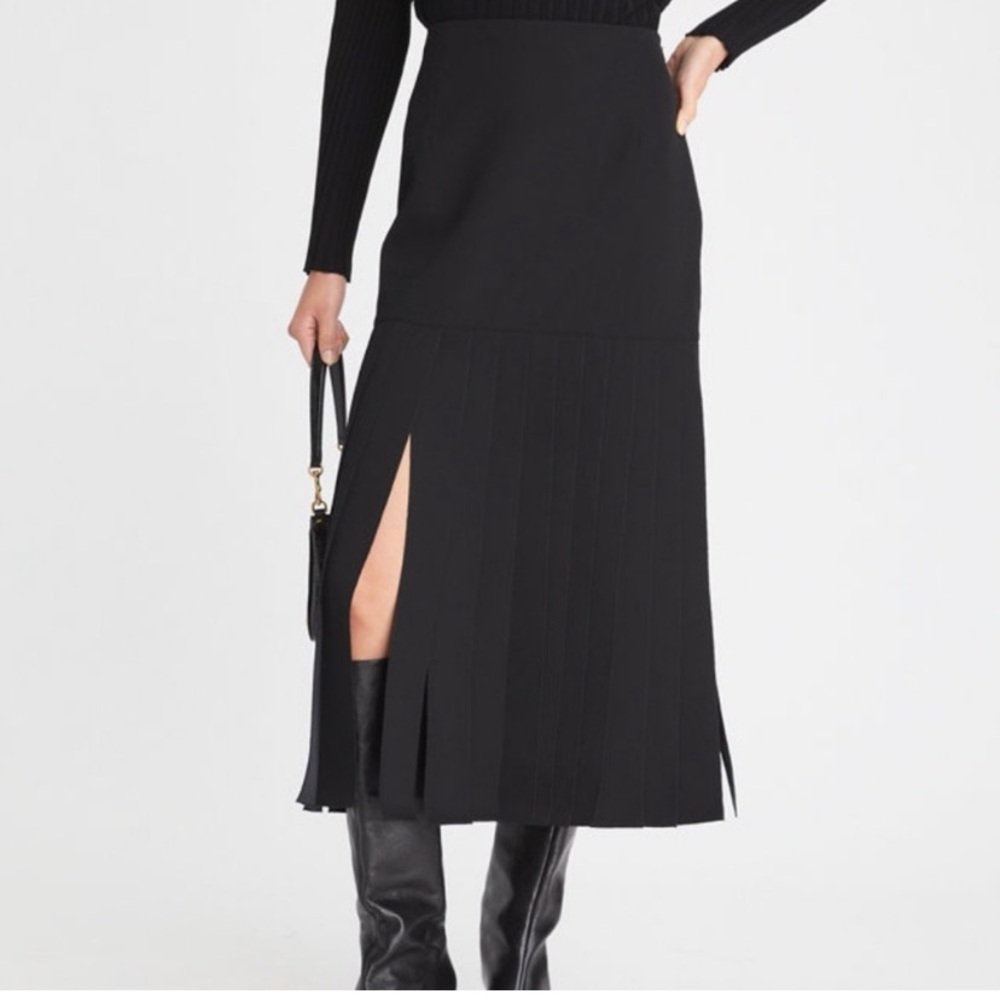 Tory Burch wool twill fringe skirt